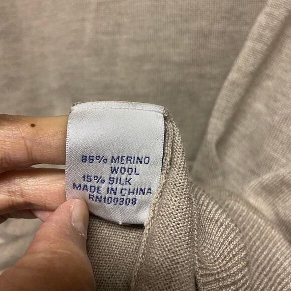 Peter Milar Cream tan merino wool quarter zip sweater size L - Picture 4 of 6